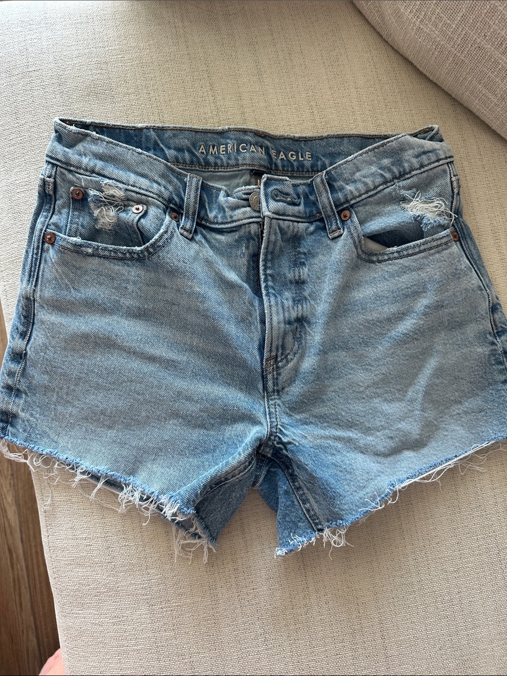 American Eagle Outfitters Light Blue Distressed Denim Cutoff Shorts